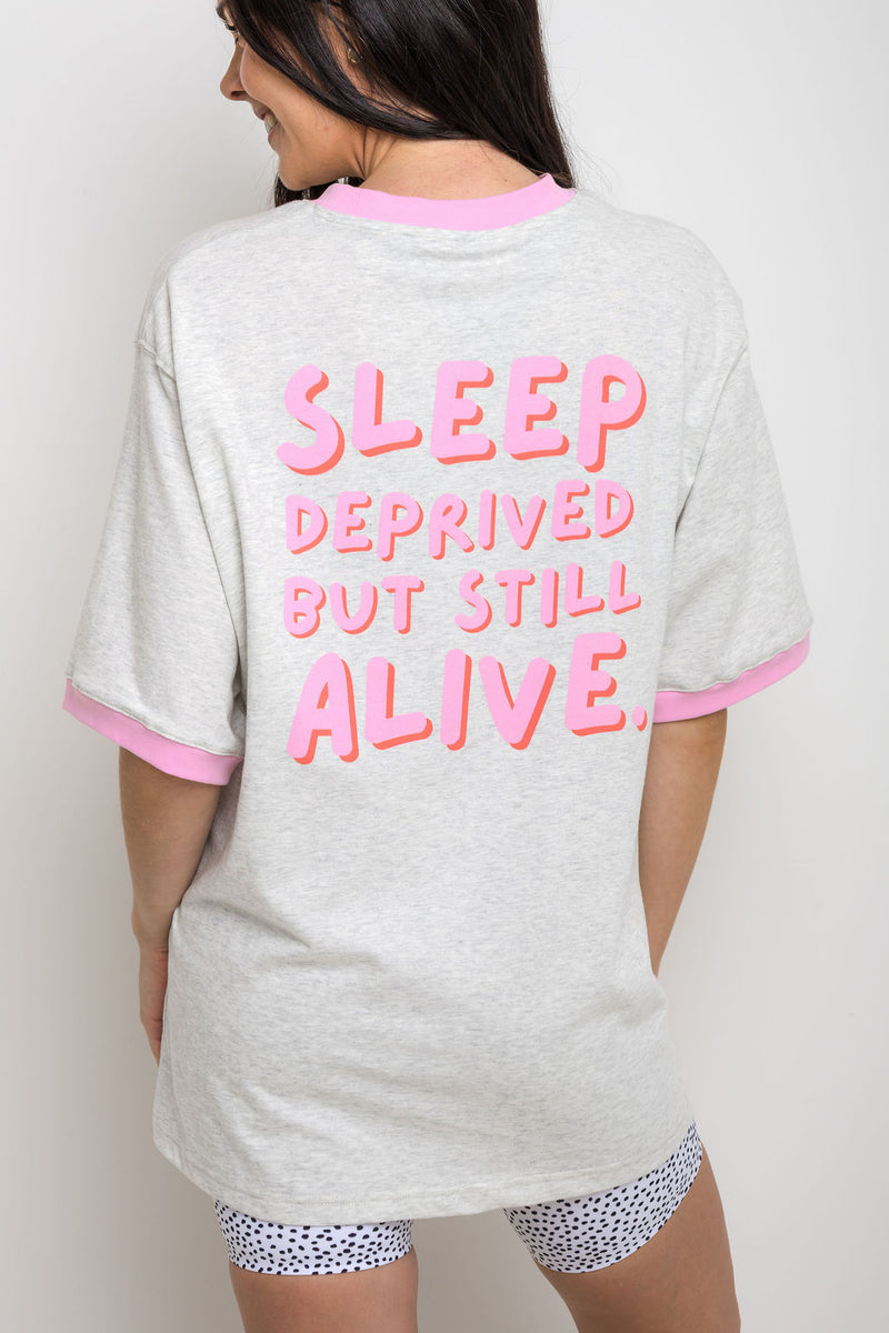 THE MUM LIFE TEE - "SLEEP DEPRIVED..." GREY