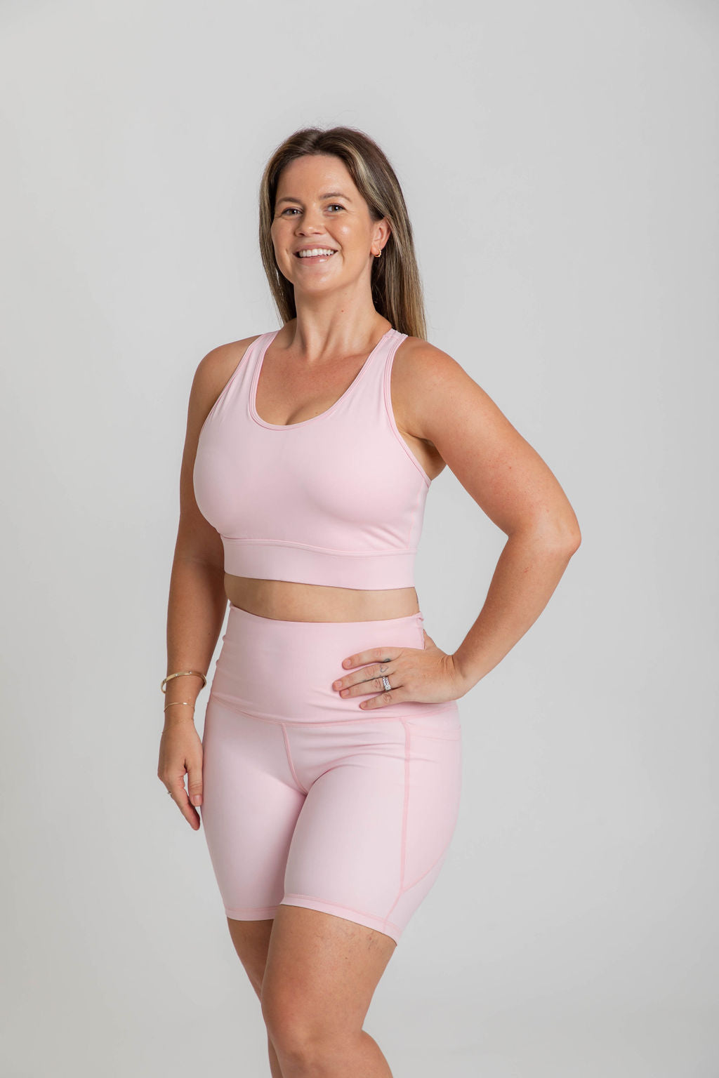 BEYOND SPORTS BRA - "THE ULTIMATE" MAXIMUM SUPPORT + MAX COVERAGE - BABY PINK
