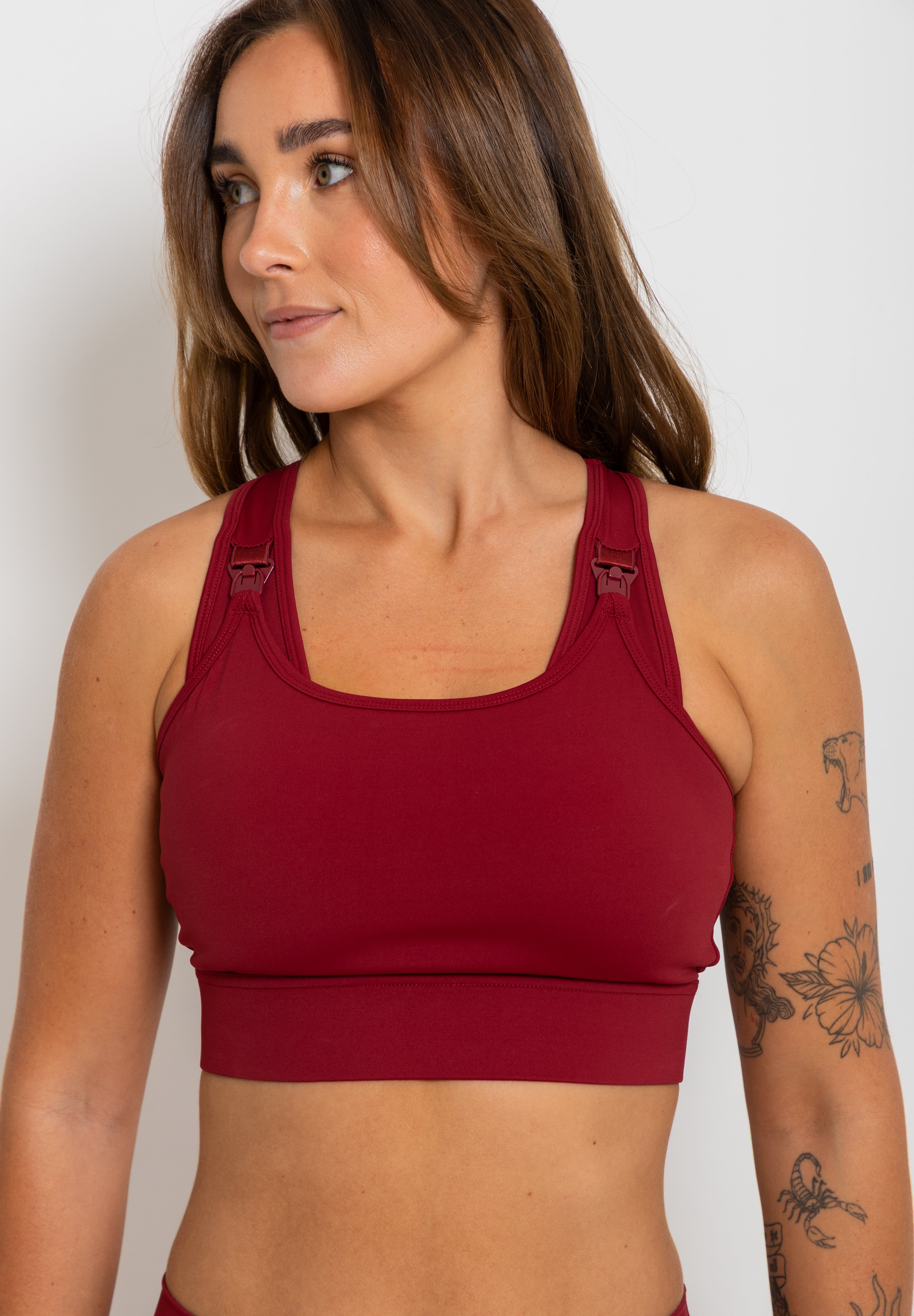Nursing Sports Bra - "The Ultimate" Maximum Support + Max Coverage - Berry