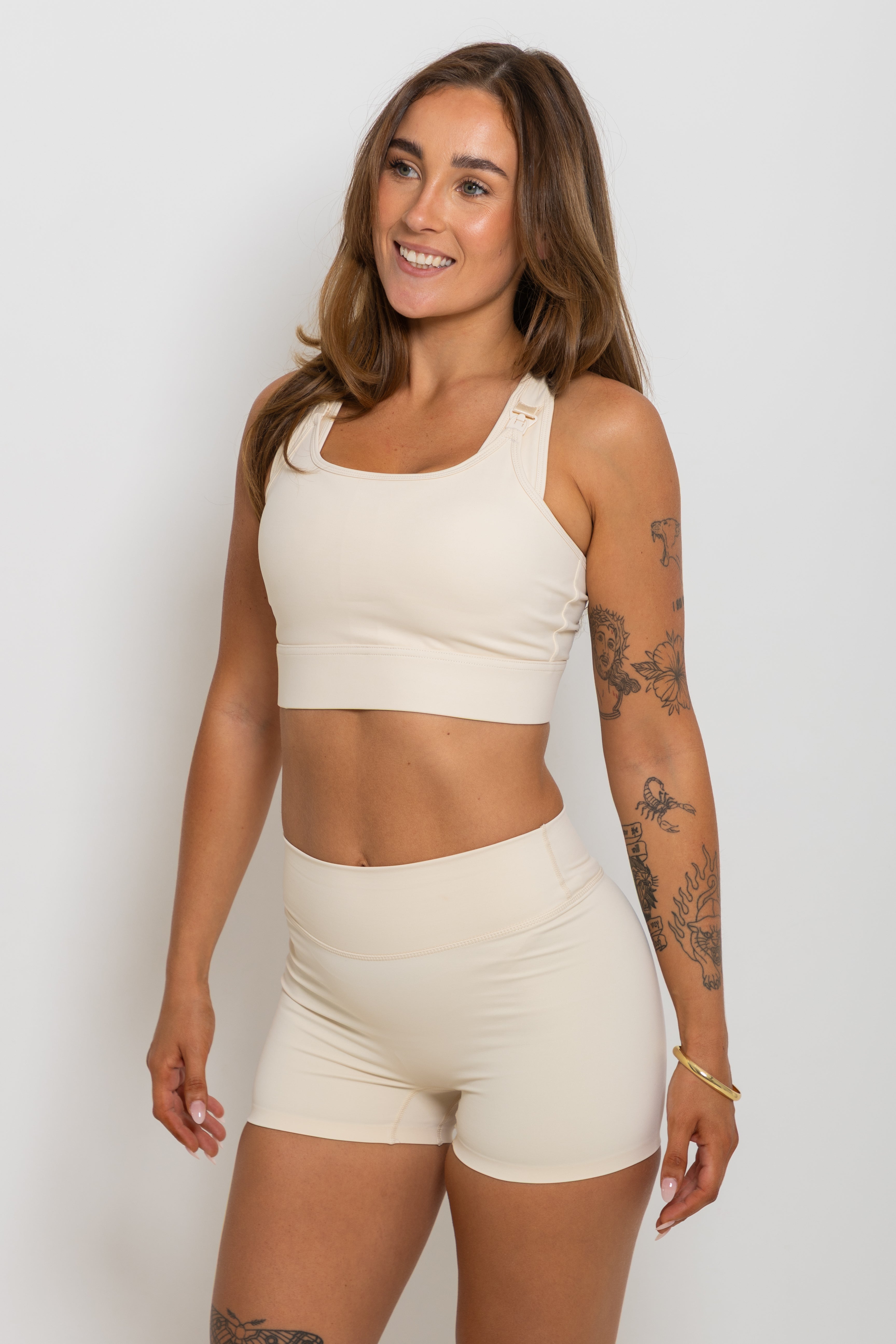 Nursing Sports Bra - "The Ultimate" Maximum Support + Max Coverage - Vanilla