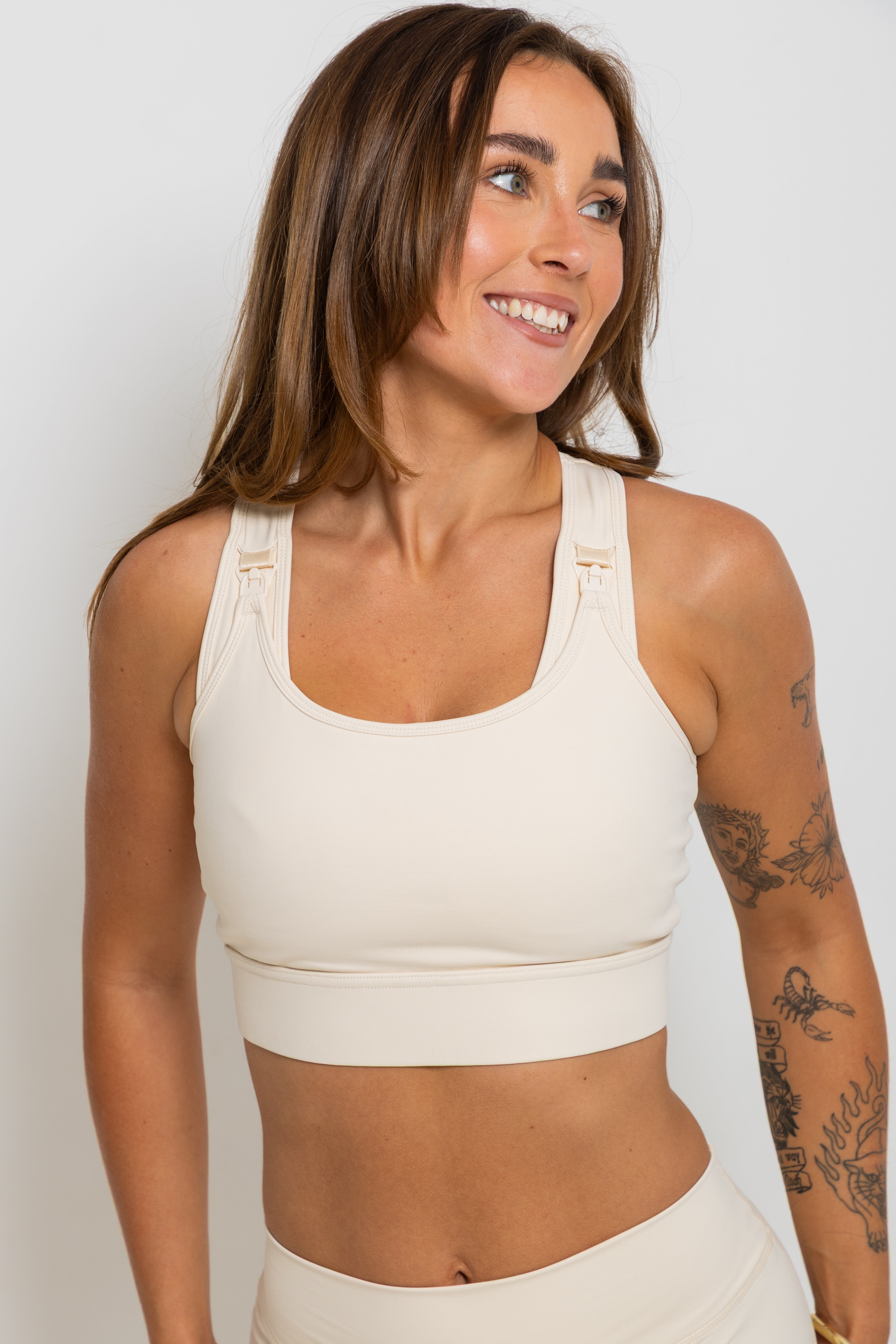 Nursing Sports Bra - High Velocity Maximum Support - Vanilla