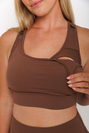 Nursing Sports Bra - High Velocity Maximum Support - Hot Chocolate