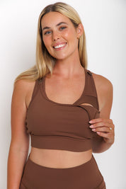 Nursing Sports Bra - High Velocity Maximum Support - Hot Chocolate