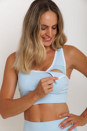 Nursing Sports Bra - "The Ultimate" Maximum Support + Max Coverage - Cool Breeze