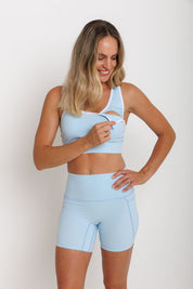 Nursing Sports Bra - "The Ultimate" Maximum Support + Max Coverage - Cool Breeze