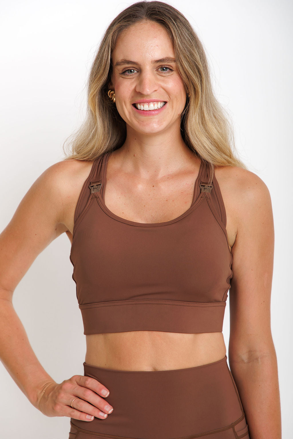 Nursing Sports Bra - "The Ultimate" Maximum Support + Max Coverage - Hot Chocolate