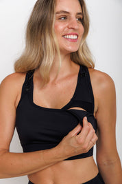 Nursing Sports Bra - "The Ultimate" Maximum Support + Max Coverage - Midnight Black