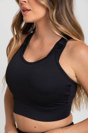 Nursing Sports Bra - "The Ultimate" Maximum Support + Max Coverage - Black