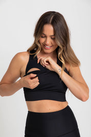 Nursing Sports Bra - "The Ultimate" Maximum Support + Max Coverage - Black