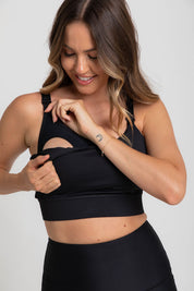 Nursing Sports Bra - Everyday Active + Max Coverage - Black