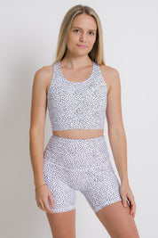 She Runs - Maximum Support Sports Bra - Dotty White