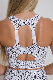 She Runs - Maximum Support Sports Bra - Dotty White