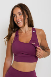 Nursing Sports Bra - "The Ultimate" Maximum Support + Max Coverage - Grape