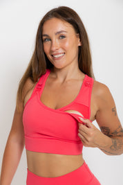 Nursing Sports Bra - High Velocity Maximum Support - Poppy