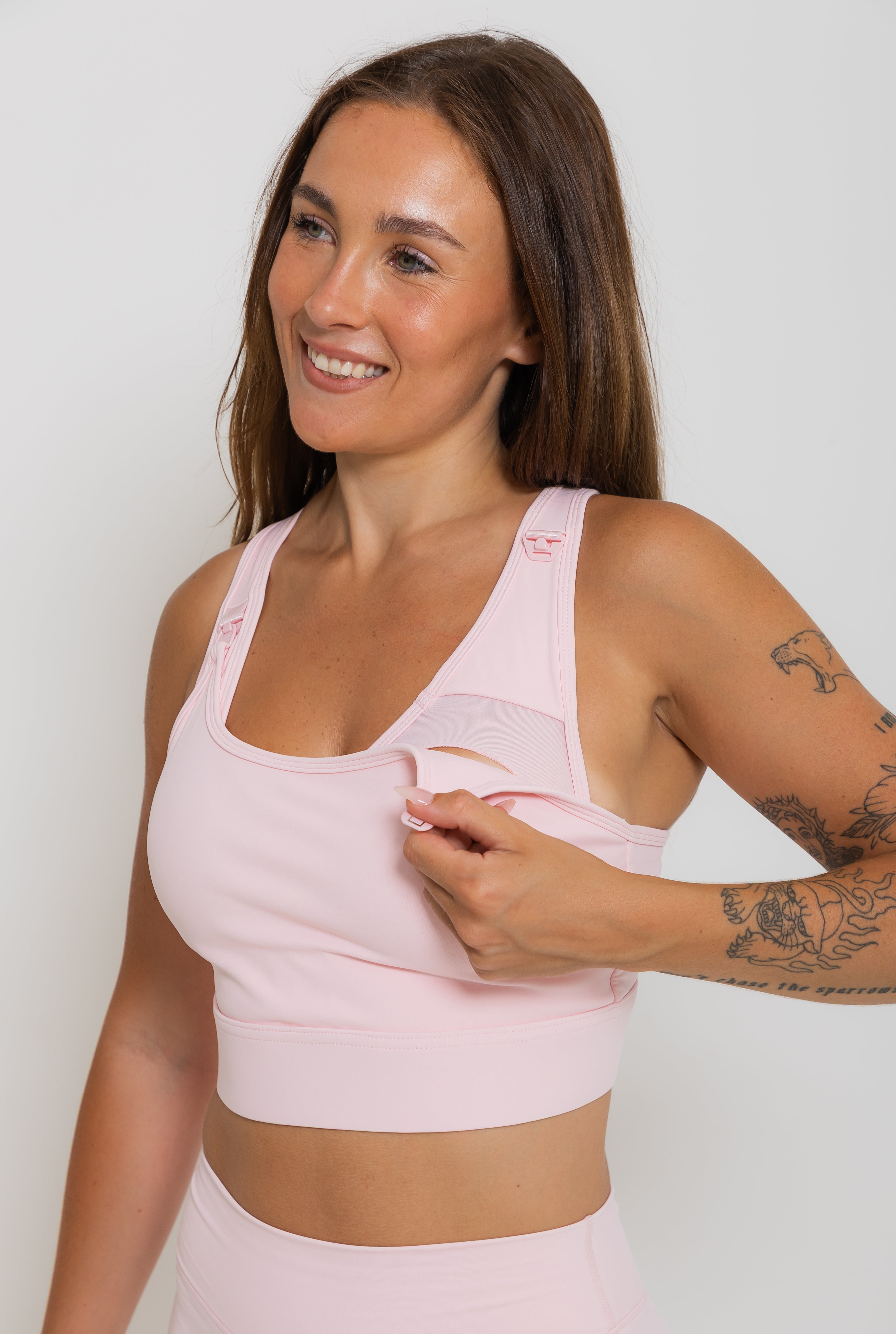 Nursing Sports Bra - "The Ultimate" Maximum Support + Max Coverage - Cotton Candy