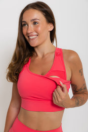 Nursing Sports Bra - "The Ultimate" Maximum Support + Max Coverage - Poppy