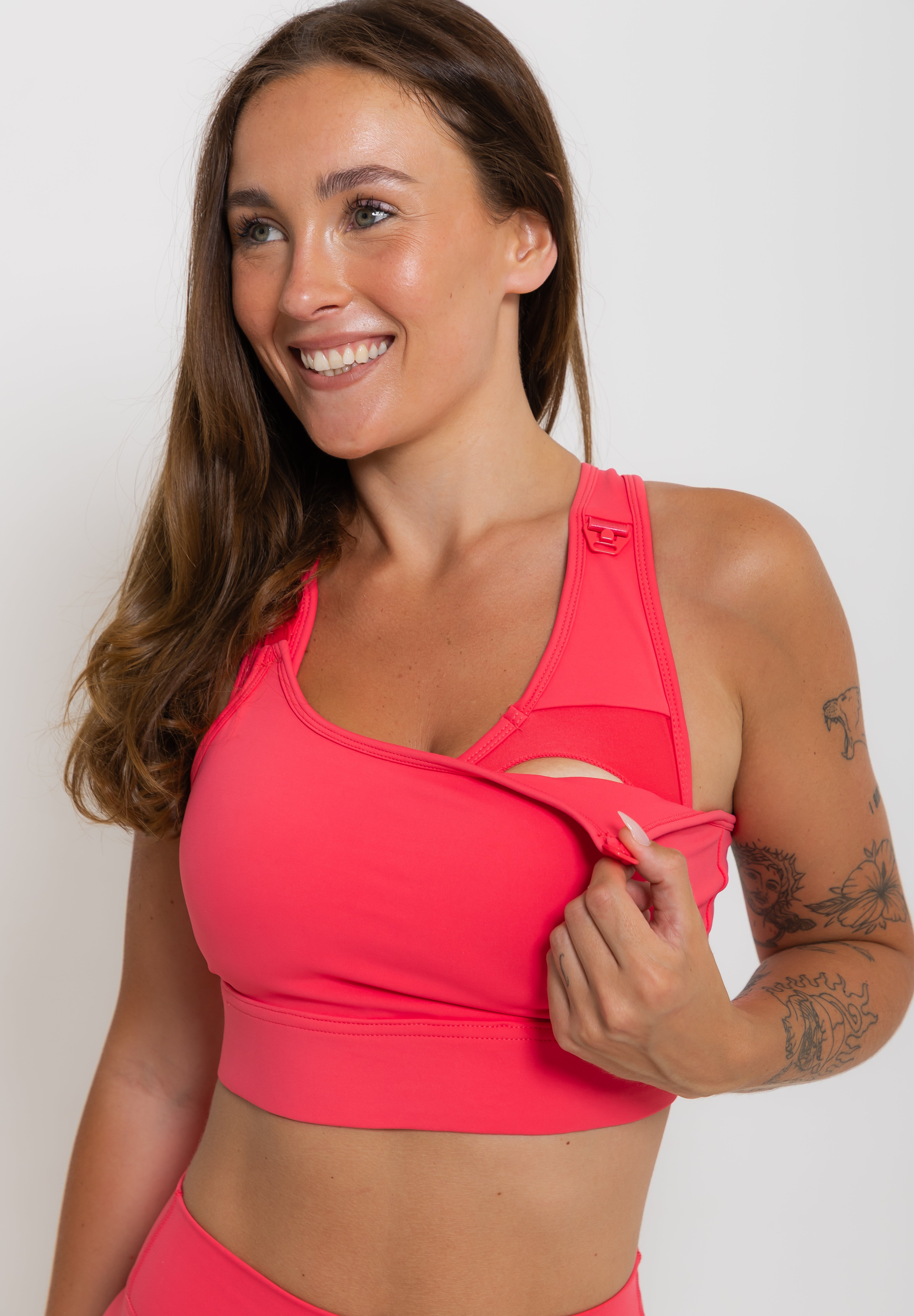 Nursing Sports Bra - "The Ultimate" Maximum Support + Max Coverage - Poppy